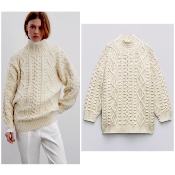 Zara structured knit limited edition chunky textured 3D raised knit - Picture 8 of 11